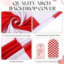 Mindsoft 2 Pcs Ready to Pop Arch Backdrop Cover 6ft and 7.2ft Red and White Checkered Spandex Stand Cover for Baby Show Birthday Wedding Bridal Shower Party Decorations, 2.6 x 6 ft and 4 x 7.2 ft