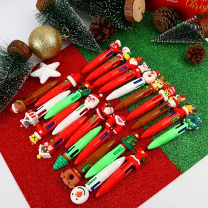 24 Style Christmas Pens Bulk, Multicolor 4 in 1 Christmas Pens, Mini Xmas Tree Wreath Stocking Ballpoint Pen, Stocking Stuffers Cute Winter Pen Bulk for Colleagues, Families, 24Pcs