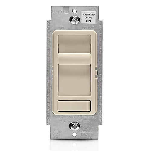Leviton SureSlide Dimmer Switch for Dimmable LED, Halogen, and Incandescent Bulbs, 6674-P0T, Light Almond