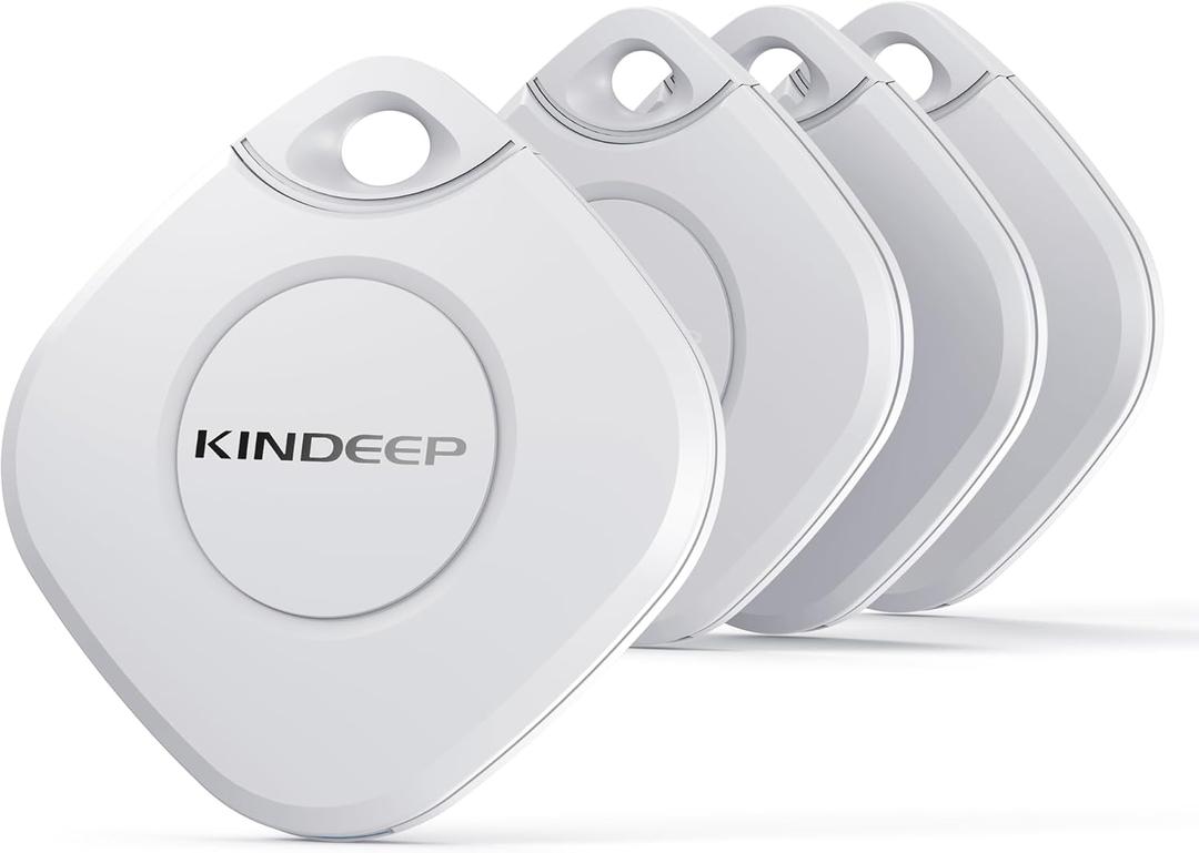 Tracker 4 Pack: Smart GPS Tracker Work with Apple Find My (iOS only), Luggage Tracker Tag Keys Finder for Suitcases Bags Dog Pets, Locator Tracking Device for Travel Home Outdoor Hiking (Light White-4)