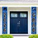 2 x 2026 Graduation Decorations Blue Congrats Grad Banner Class of 2026 Decorations Congratulations Banner for Grad Party Decorations High School College Graduation Party Supplies Indoor Outdoor