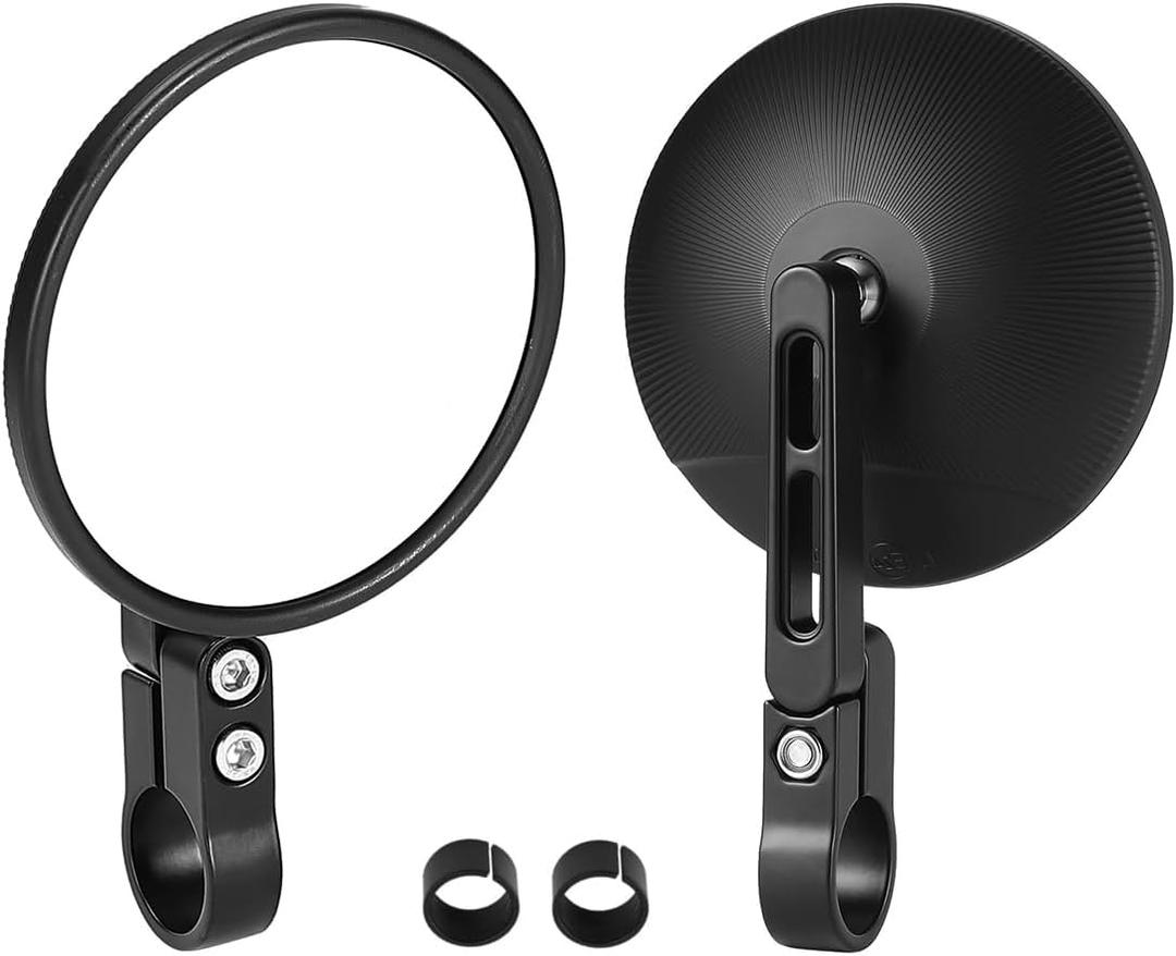 Motorcycle Rear View Mirror, Universal 4 Inch Round CNC Aluminum Bar End Side Mirror for 22mm or 25.4mm Handlebar Diameter Compatible with Most Motorcycle, Bike, Scooters, ATV, UTV
