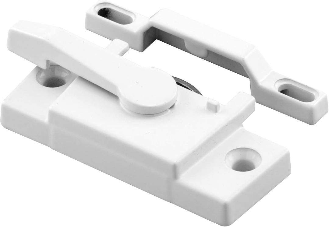 Prime-Line F 2744 Sash Lock, Single Unit, White  Diecast Construction, White Powder Coat w/ Enamel Finish, Designed for both Single & Double Hung Windows (Single Pack)