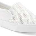 JENN ARDOR Womens Slip On Sneakers Perforated/Quilted Casual Shoes Fashion Walking Flats (6, White06)