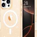 Hython for iPhone 16 Pro Case Glitter, Clear Glitter Sparkly Shiny Bling Sparkle Cute Cover, Anti-Scratch Soft TPU Thin Slim Fit Shockproof Protective Phone Cases Women Girls, Magnetic Rose Gold