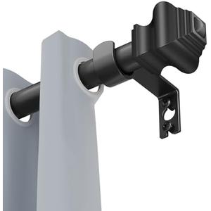 Curtain Rods for Windows 32-48 inch, 5/8 inch Matte Black Curtain Rod with Brackets Adjustable by Splicing for Bedroom Kitchen Study Living Room(32" or 48")