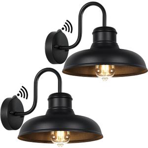 TOBUSA 2-Pack Dusk to Dawn Outdoor Wall Lights, Farmhouse Gooseneck Barn Lights Waterproof, 11.5'' Matte Black Outside Wall Sconces for House, Porch, Garage