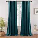 RYB HOME Teal Velvet Curtains 84 inch Length 2 Panels Set, Blackout Velvet Curtains Drapes for Light & Draft Block Holiday Decor for Bedroom Living Room Guest Room, Peacock Blue, W52 x L84 inches