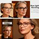 HEEYYOK 0.75 Reading Glasses For Women Small face Cateye Readers for Women Cheaters Reading Glasses Blue Light Blocking Womens Reader