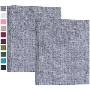 Mublalbum 2 Pack Small 5x7 Photo Album Linen Cover Mini Brag Book Each Holds 52 Vertical Pockets for Artwork Postcards or Picture Storage (Gray)