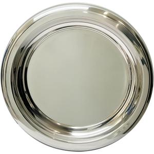 Stainless Steel Round Serving Tray,Metal Decorative Tray,Display Serving Platter for Wine and Glasses,12 Inches