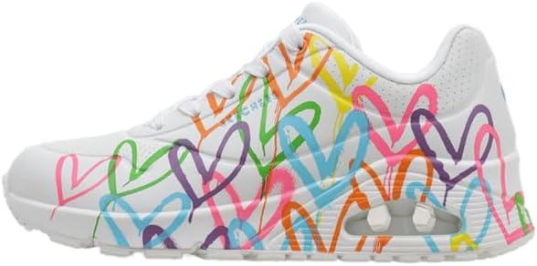 Skechers Women's UNO - Highlight Love Sneaker (6, White/Multi)
