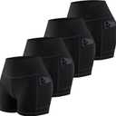 MIRITY High Waist Workout Biker Shorts with Pockets for Women - Buttery Soft Workout Yoga Shorts Pack of 1 (Medium, Black+black+black+black)