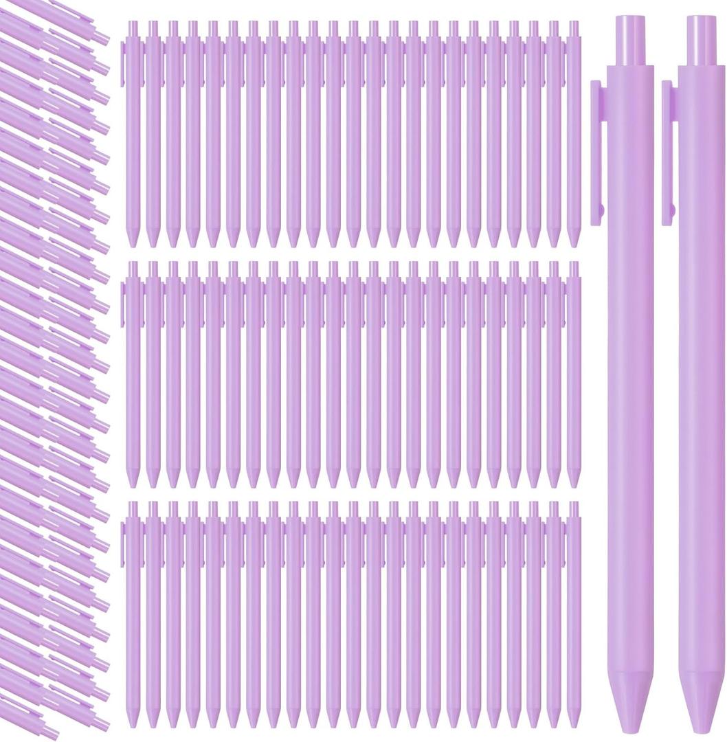 Fulmoon 50 Pcs Ballpoint Pens Bulk Retractable Comfortable Writing Pens Cute Back to School Supplies in Medium Point 1.0 mm for Teacher Student Bridal Shower Baby Shower (Light Purple)