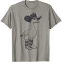 Goose Wearing Cowboy Hat Funny Western Goose Lover T-Shirt Size Youth L
