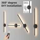 Battery Operated Black Wall Sconce , USB Rechargeable Wall Lights with Remote Control, 1 Pack Dimmable LED Wall Lamp Indoor, 360 Rotation Wireless Lights for Living Room Bedroom Hallway, 31.5 inch