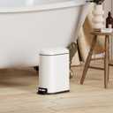 CEROELDA Small Bathroom Trash Can with Lid Soft Close, 5L/1.3 Gallon Stainless Steel Slim Garbage Can, Metal Waste Basket with Step Pedal, for Office, Bedroom, Toilet, Dorm Room (White, 1.3 Gallon)