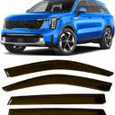 2021-2025 Tape-On Side Window Visor Deflectors for Kia Sorento Rain Guards Lx S Ex Sx Prestige Durable Tinted Shade 2022 2023 2024