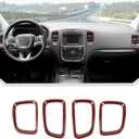 JeCar Red Carbon Fiber Interior Dash Vent Cover Trim Kit Fit for 2011-2020 Dodge Durango Interior Accessories (4pcs)