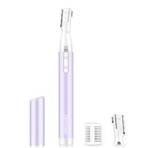 Upgraded Eyebrow Trimmer, Precision Electric Eyebrow Razor for Women Battery-Operated Facial Hair Remover with Comb No Pulling Sensation Painless for Face Chin Neck, Upper-Lip, Peach-Fuzz (Violet Mist Purple)