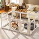 Acrylic Dog Playpen Indoor for Small Dogs & Puppies | Provided by LESHIGE, Clear Pet Playpen, Easy Assemble, Modern No-Bar Design, Escape-Proof & Sturdy, 23.6", 10 Panels, White