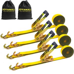 2 Inch Heavy Duty Ratchet Straps, 15ft Tie Down Straps Ratchet with Double J Hook, 10000lbs Breaking Strength, Cargo Ratchet Straps for Moving Motorcycle, Trailer & Trucks (4 Pack)