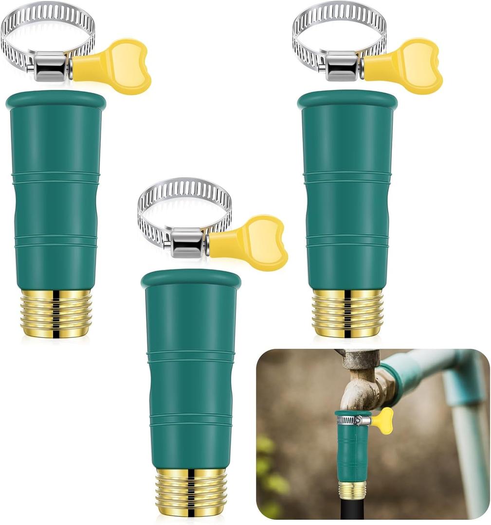 3 Sets Universal Faucet Water Hose Adapter with Clamps Fits 3/4" Thickened Rv Sink Hose Attachment Connector for Garden Kitchen Bathroom Damaged/stripped Faucet Threads or Threadless