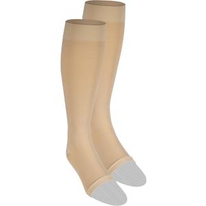 NuVein Medical Compression Stockings, 20-30 mmHg Support for Women & Men, Knee Length, Open Toe, Beige, Medium (Medium (1 Pair)