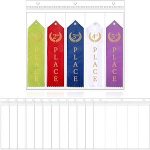 100 Piece Award Ribbon Organizer - Swim, Gymnastics & Track Case, Clear Pages, 3 Ring Binder Storage