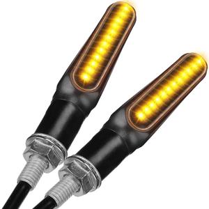 Benlari 2PCS Flowing Motorcycle Turn Signals With Running Lights, Front & Rear Turn Signal Brake Light 12V Fit for Harley Honda Yamaha Triumph, White/Red/Amber