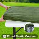 Smiry Rectangle Table Cloth Cover, Waterproof Elastic Fitted Picnic Tablecloth for 8 Foot Tables, Wipeable Flannel Backed Vinyl Tablecloths for Camping, Dining, Outdoor (Green & Black, 30" x 96")