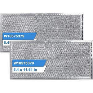 W10575379 Range Hood Grease Filters Compatible with Whirlpool, 12-Layer Aluminum Mesh Downdraft Vent Hood Filter Replacement For W11190170, 5.4 x 11.61 x 0.1 Inch - 2 Pack