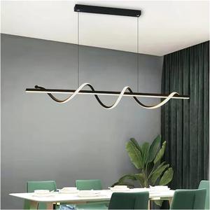 Modern Rotate LED Pendant Lights Dimmable Gold Black Compatible with Table Dining Room Kitchen Bar Hanging Lamp Home Decor Lusters Luminaire(Black,120cm)