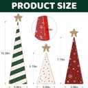 Sereliy 3PCS Wooden Christmas Tree Table Decor Red Green White Wooden Tree Sign with Star for Christmas Home Shelf Mantel Fireplace Party Decor (Pattern)