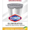 Glad Small Drawstring Trash Bags with Clorox, 4 Gal, Lemon Fresh Bleach, 80 Ct