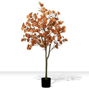 CraftyDream 4ft Fall Eucalyptus Leaves Artificial Autumn Tree Ficus Fall Eucalyptus Stems Thanksgiving Decor Artificial Faux Tree Leaves Branches Decor for Porch Front Door Outdoor Indoor Decoration