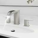 FROPO Waterfall Bathroom Faucets for Sink 3 Hole - Brushed Nickel Waterfall Bathroom Faucet 8 Inch Widespread Faucet Bathroom 2-Handles Modern Vanity Faucets with Overflow Pop Up Drain Supply Lines