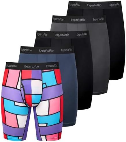 Expertoftio Men's Underwear 9 Inch Long Leg Boxer Briefs for Men, Performance, Moisture Wicking Pack, Anting Chafing, Fly Size Extra Large