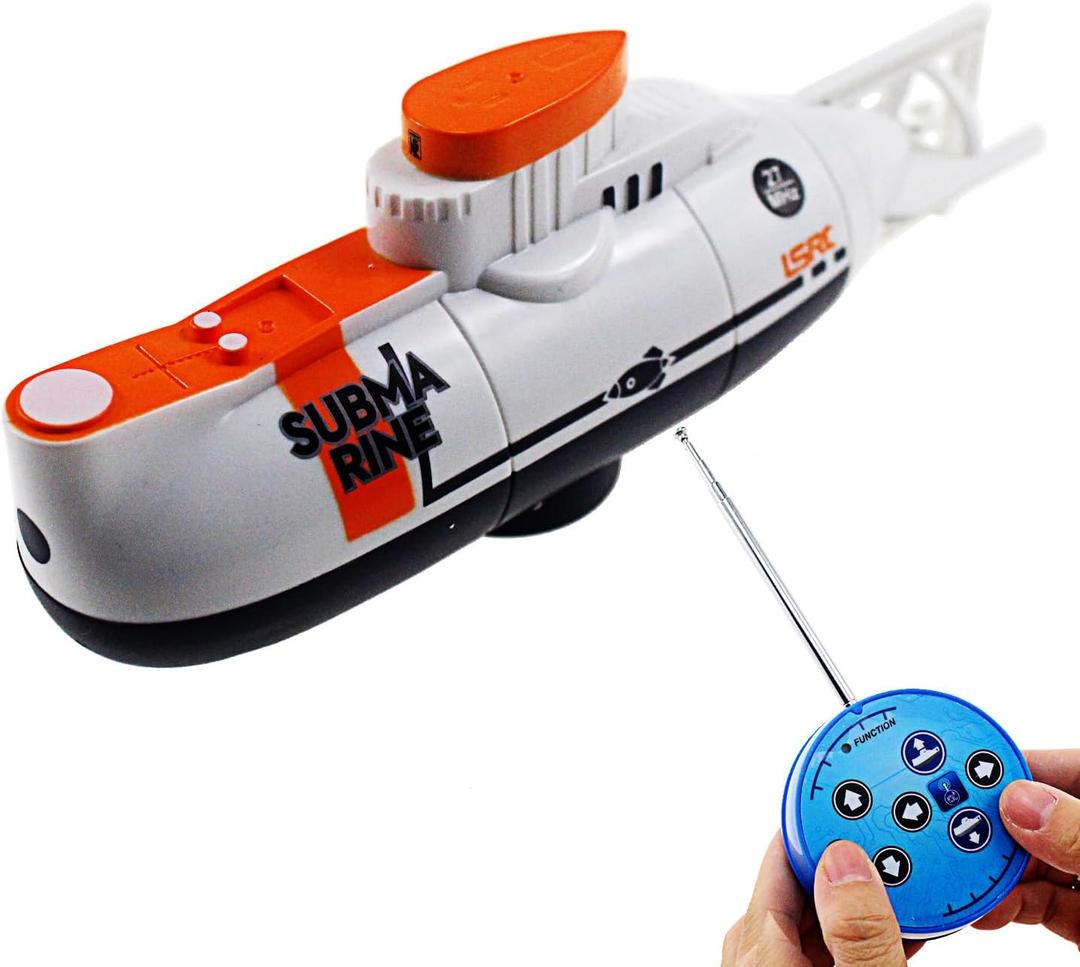 Tipmant RC Submarine Toy Remote Control Boat Underwater Diving Waterproof for Fish Water Tank Kids Birthday Gift (White)