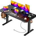 Huuger 55 x 28 Large Electric Standing Desk with 4 AC Outlets, Type-C Port, Height Adjustable Computer Desk, 27.6" Deep Desktop, Stand up Gaming Office Desk, 3 Preset Heights, for Home Office, Black