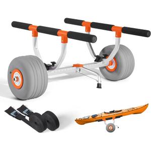 VEVOR Kayak Cart, 350 lbs Load Capacity, Kayak Trolley with 12-inch Inflatable PU Tires & 2 Straps, Assembles & Disassembles Within Seconds, Paddle Board Trolley for Carrying Kayaks & Canoes