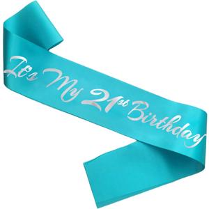 It's My 21st Birthday Sash, Teal Blue Birthday Sash for 21st Bday Party Supplies, Gifts for Girls Bday Party Favors