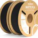 ELEGOO Matte PLA Filament Matte Black 2KG, 1.75mm 3D Printer Filament Dimensional Accuracy +/- 0.02mm, 2pcs 1kg Carboard Spool (2.2lbs) for Most FDM 3D Printers (Black-2 Pack)