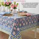 ATOSII Clover Pink 100% Cotton Fall Tablecloth, Handblock Print Rectangle Table Cover for Kitchen Dining Linen I Parties, Weddings, Outdoors, Easter Table Cloth Decor 60 X 90 Inches I 6 Seater