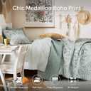 Comfort Spaces Boho Quilt Set Twin Reversible Vermicelli Quilting Twin Size Bed, All Season, Lightweight, Coverlet Winter Layer Bedding, Shams, Gloria, Twin/Twin XL Green 2 Piece