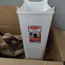 Rubbermaid Swing Top Waste Container for Home and Kitchen, Easy Access Disposal and Slim Modern Trash Can with Lid, 12.2 Gallon Capacity, White. No top