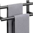 SAYAYO Towel Rack for Bathroom, 16 Inch Matte Black Double Towel Bar Towel Holder Wall Mount, SUS304 Stainless Steel