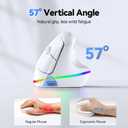 TECKNET RGB Wireless Ergonomic Mouse Rechargeable - USB+Bluetooth Multi-Device LED Vertical Mouse with 11 RGB Backlight Modes, 4800 DPI Adjustable, Ergo Mice for Windows and Mac, White
