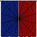Super Hero Spider Web Window Curtains for Kids, Black Spiderweb Window Treatments Kids Red Blue Curtain Drapes for Boys Girls Baby Toddler Children Bedroom Playroom W42xL45in (Decor)