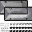 2pcs License Plate Protector License Plate Cover, Clear License Plate Protector with Screw Cap Cover kit License Plate Cover License Plate Frame